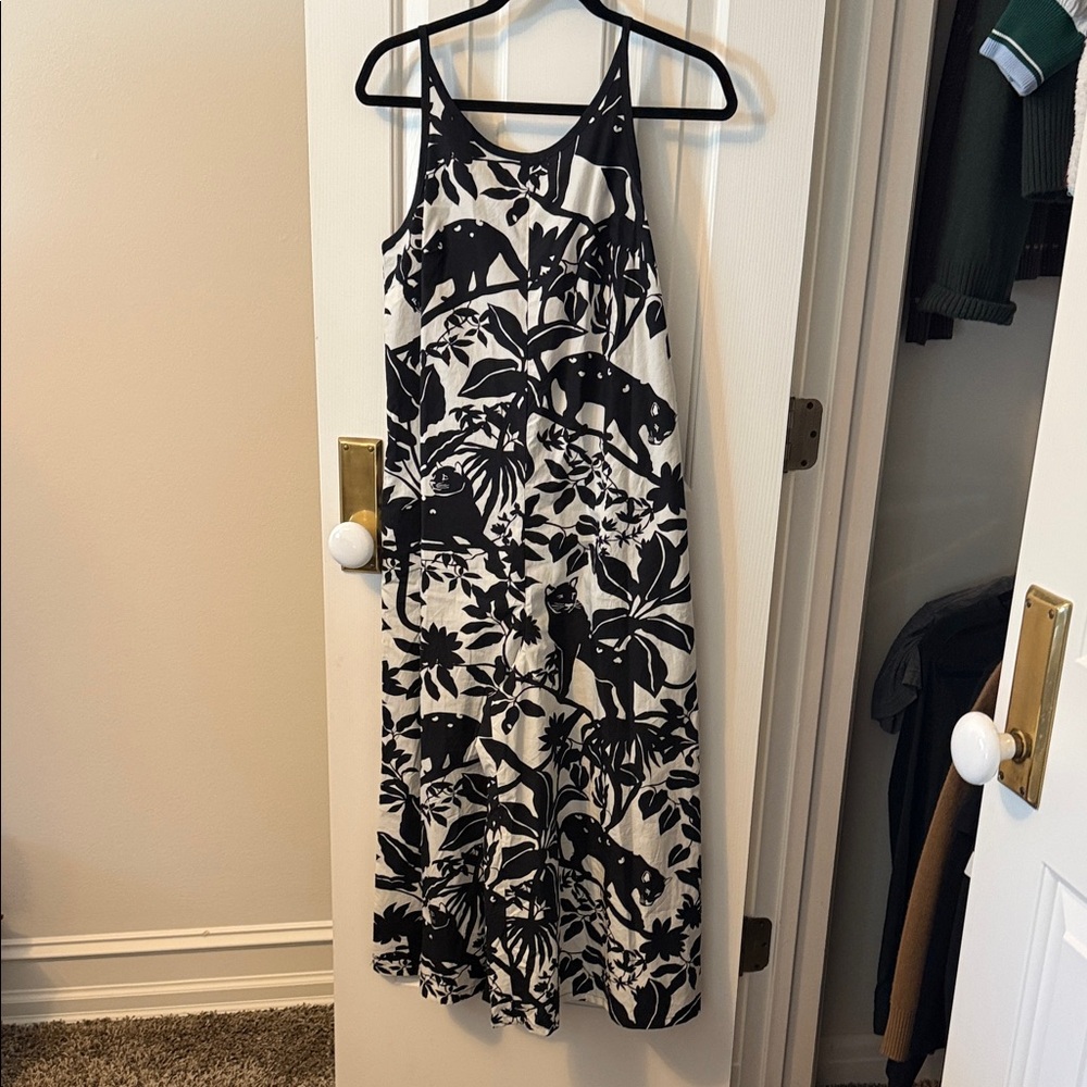 Maeve Black and White Floral Jumpsuit